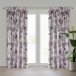 Zasłona na taśmie 140x270 DAVOS 2 welwetowa złoty nadruk egzotycznych liści