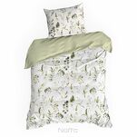 Pościel satynowa 140x200 SPRING 105 biała oliwkowa z delikatnym wzorem kwiatowym z kolekcji Classic - 5