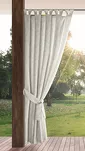 Zasłona na taras 155x200 GARDEN 3 biała na szelkach zapinanymi na rzepy wodoodporna subtelny wzór beżowych liści - 10