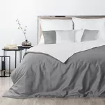 Pościel satynowa 140x200 NOVA 3 dwukolorowa gładka biała stalowa - 8