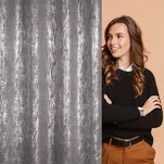 Zasłona na przelotkach 140x250 ELISE zaciemniająca typu dimout stalowa z marmurkowym srebrnym nadrukiem - 9