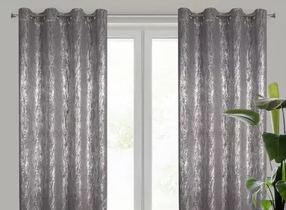 Zasłona na przelotkach 140x250 ELISE zaciemniająca typu dimout stalowa z marmurkowym srebrnym nadrukiem