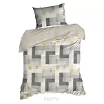 Pościel z mikrowłókna 160x200 HOME 6 stalowa musztardowa wzór geometryczny - 3