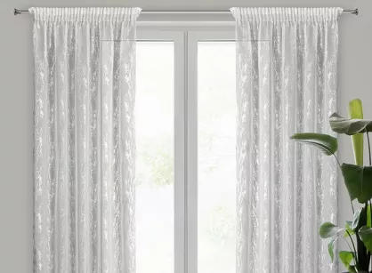 Firana na taśmie 140x270 MIA biała z etaminy ze srebrnym marmurkowym nadrukiem