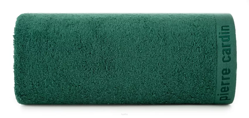 Ręcznik 50x90 EVI Pierre Cardin ciemna zieleń zdobiony bordiurą w kolorze ręcznika z logo marki 430 g/m2