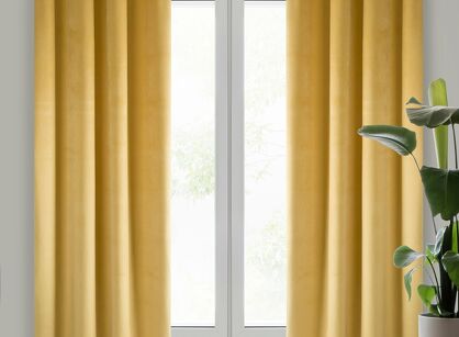 Zasłona na przelotkach 140x250 PIERRE welwetowa musztardowa jednokolorowa