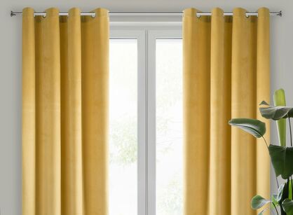 Zasłona na przelotkach 140x250 PIERRE welwetowa musztardowa jednokolorowa