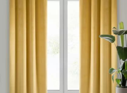 Zasłona gotowa na przelotkach 140x250 PIERRE welwetowa musztardowa jednokolorowa