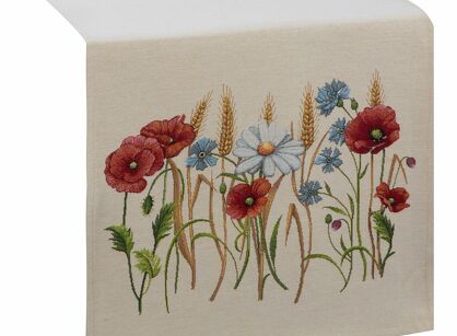 Bieżnik gobelinowy 40x100 1306 naturalny z nadrukiem maków