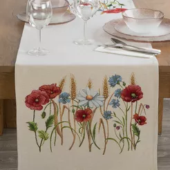 Bieżnik gobelinowy 40x100 1306 naturalny z nadrukiem maków