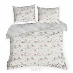 Pościel satynowa 160x200 RAYA 2 biała beżowa wzór roślinny - 6