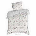 Pościel satynowa 160x200 RAYA 2 biała beżowa wzór roślinny - 5