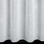 Zasłona na przelotkach 140x250 SAGI biała z etaminy zdobiona gumowym wzorem srebrnych kwiatów - 6