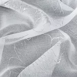 Zasłona na przelotkach 140x250 SAGI biała z etaminy zdobiona gumowym wzorem srebrnych kwiatów - 3