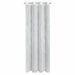 Zasłona na przelotkach 140x250 SAGI biała z etaminy zdobiona gumowym wzorem srebrnych kwiatów - 10