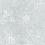 Zasłona na przelotkach 140x250 SAGI biała z etaminy zdobiona gumowym wzorem srebrnych kwiatów - 2