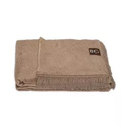 Koc bawełniany 150x200 0293-9 sepia ziemisty brąz gładki z frędzlami