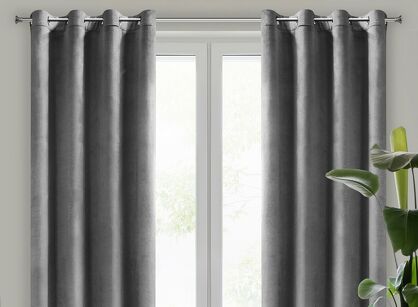 Zasłona na przelotkach 140x250 MELANIE welwetowa stalowa o aksamitnej strukturze