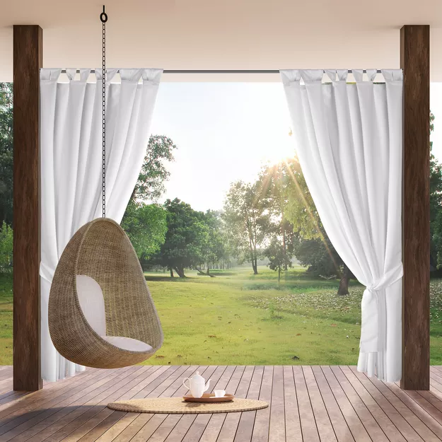 Zasłona na taras 155x240 GARDEN 2 na szelkach zapinanymi na rzepy biała wodoodporna