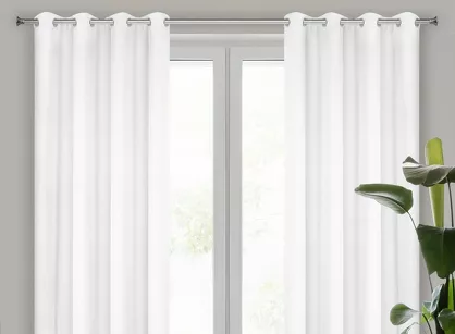 Zasłona na przelotkach 140x250 RITA jednokolorowa biała z miękkiej tkaniny