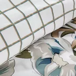 Pościel satynowa 220x200 SPRING 40 biała turkusowa z nadrukiem roślinnym - 4