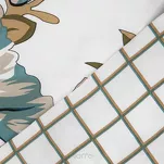 Pościel satynowa 220x200 SPRING 40 biała turkusowa z nadrukiem roślinnym - 2