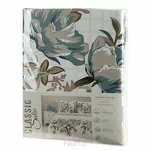 Pościel satynowa 220x200 SPRING 40 biała turkusowa z nadrukiem roślinnym - 8