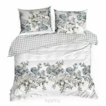 Pościel satynowa 220x200 SPRING 40 biała turkusowa z nadrukiem roślinnym - 7