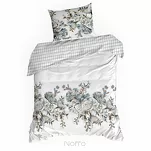 Pościel satynowa 220x200 SPRING 40 biała turkusowa z nadrukiem roślinnym - 6