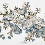 Pościel satynowa 220x200 SPRING 40 biała turkusowa z nadrukiem roślinnym - 5