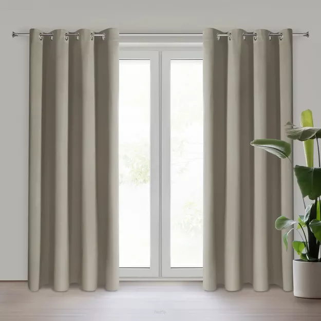 Zasłona na przelotkach 140x250 NERISA zaciemniająca cappuccino jednokolorowa