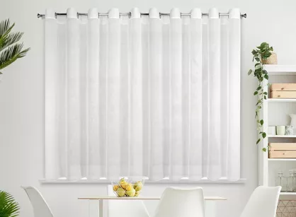 Firana na przelotkach 400x150 REBECCA biała o strukturze drobnego deszczyku