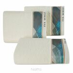 Ręcznik 70x140 EVA 3 Eva Minge kremowy zdobiony drukowaną bordiurą z wzorem niebieskiego liścia - 3