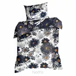 Pościel satynowa 220x200 NIKA 55 biała dwustronna z granatowym wzorem kwiatowym z ważkami z kolekcji Nova Print - 6