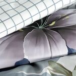 Pościel z makosatyny 220x200 SOFIA biała fioletowy wzór kwiatowy dwustronna Premium - 2