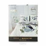 Pościel z makosatyny 220x200 SOFIA biała fioletowy wzór kwiatowy dwustronna Premium - 10