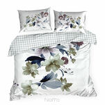 Pościel z makosatyny 220x200 SOFIA biała fioletowy wzór kwiatowy dwustronna Premium - 7