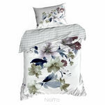 Pościel z makosatyny 220x200 SOFIA biała fioletowy wzór kwiatowy dwustronna Premium - 4