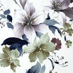 Pościel z makosatyny 220x200 SOFIA biała fioletowy wzór kwiatowy dwustronna Premium - 3