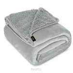 Koc na fotel jednokolorowy 70x160 TEDY srebrny imitujący buklę - 6