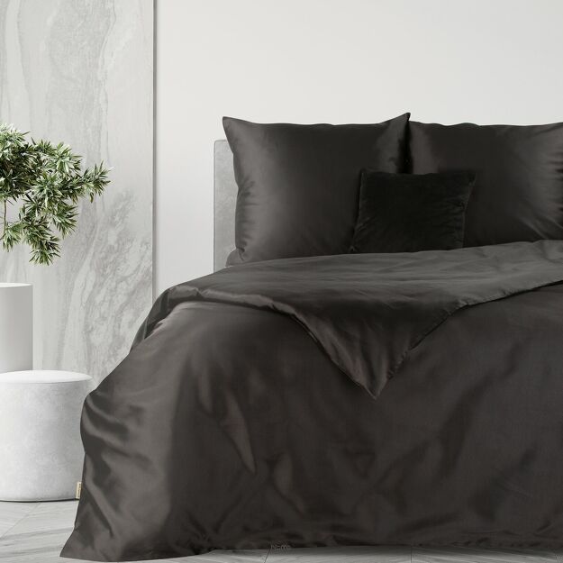 Pościel bawełniana 160x200 HARMONY czarna gładka
