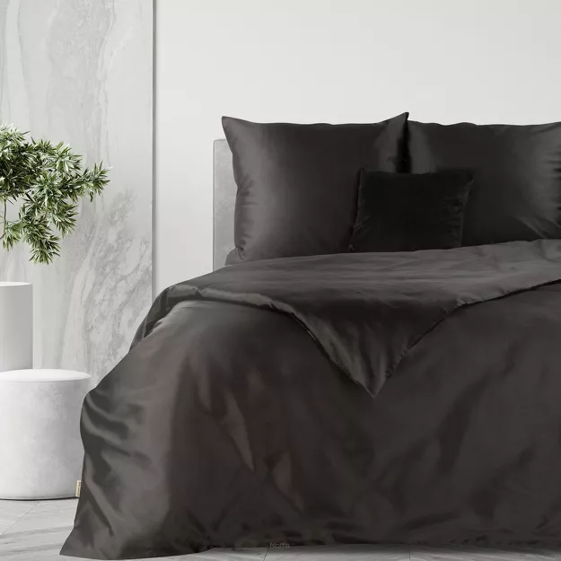 Pościel bawełniana 160x200 HARMONY czarna gładka