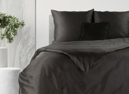 Pościel bawełniana 160x200 HARMONY czarna gładka