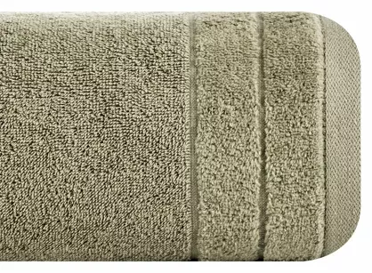 Ręcznik bawełniany 50x90 DAMLA jasny brąz gładki z subtelną bordiurą