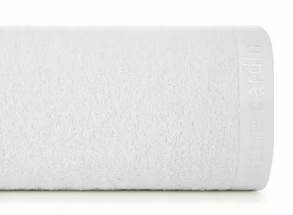 Ręcznik 50x90 EVI Pierre Cardin biały zdobiony bordiurą w kolorze ręcznika z logo marki