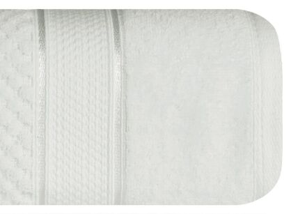 Ręcznik bawełniany 90x150 JESSI biały z fakturą krateczki i gładką welurową bordiurą
