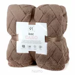 Koc 200x220 CARO ciemny brąz puszysty typu flano z wytłaczanym wzorem Design 91 - 6