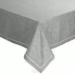Obrus 140x180 MEGI popielaty zdobiony białą lamówką - 2
