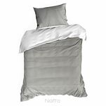 Pościel z makosatyny 160x200 EVA 10C szara z lamówką białą i napisami - 4