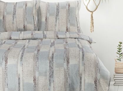 Pościel z mikrowłókna 220x200 ALLISON srebrna beżowa wzór geometryczny Design 91